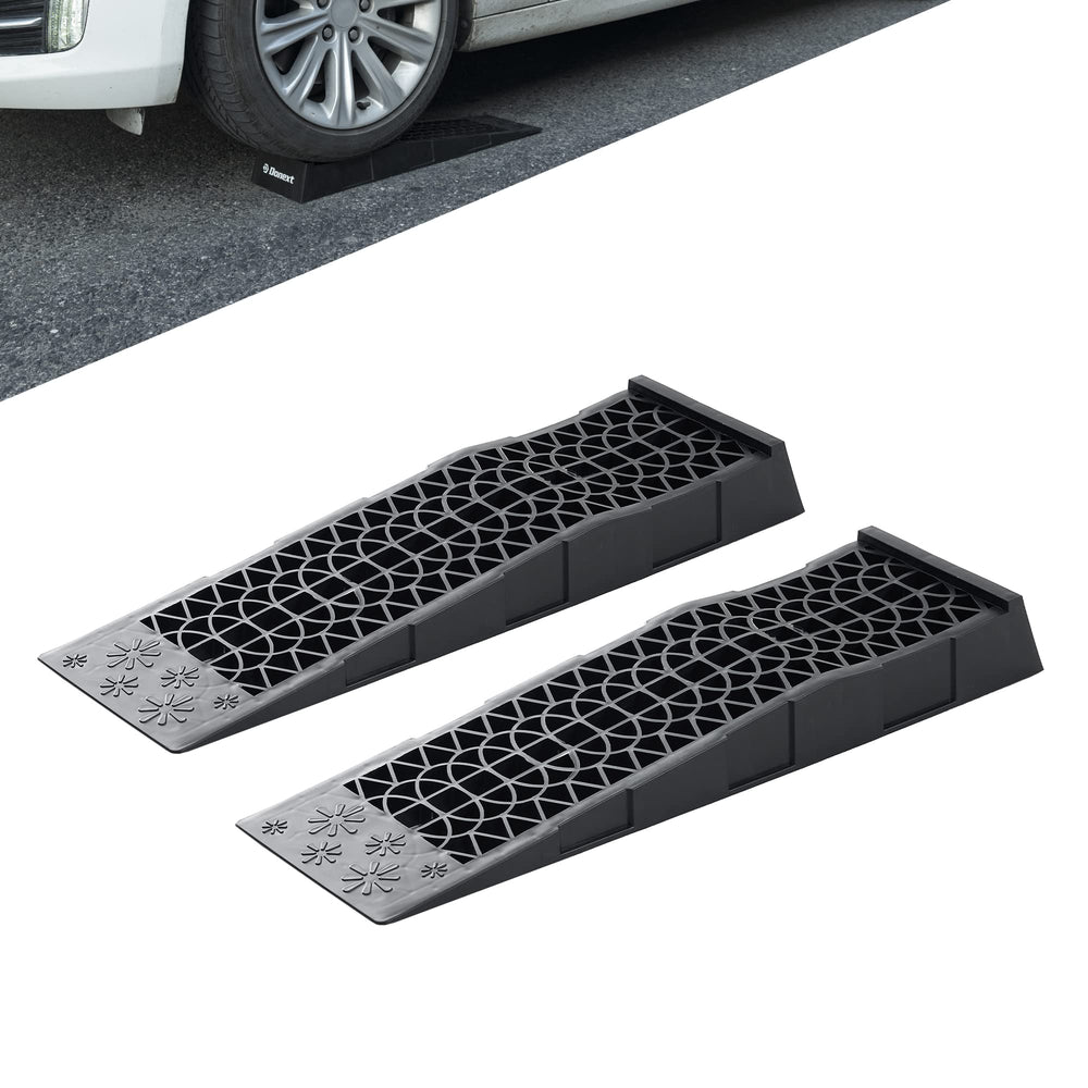 Donext front view of both ramps showing compact storage and quick setup benefit