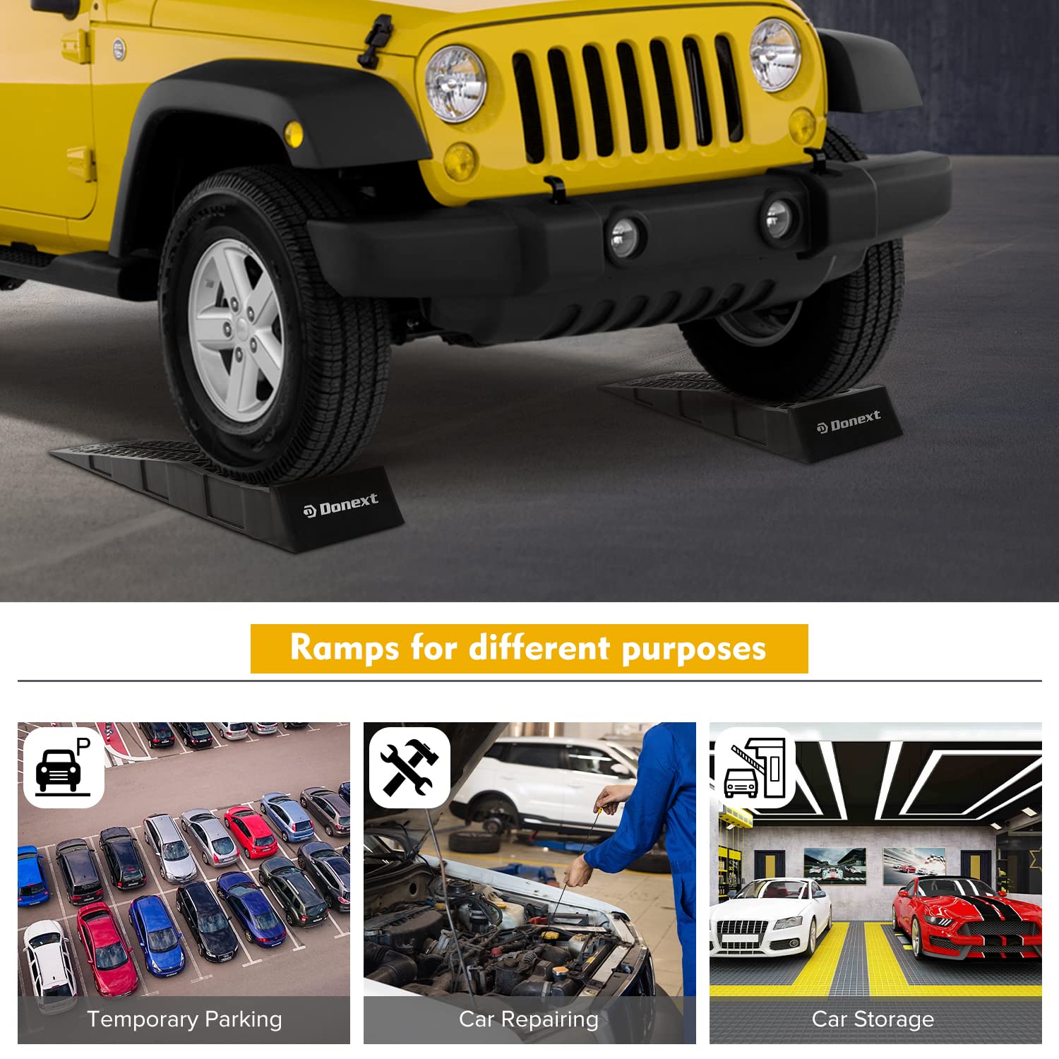 Donext ramps packed in a car trunk showing portability and space-saving benefit