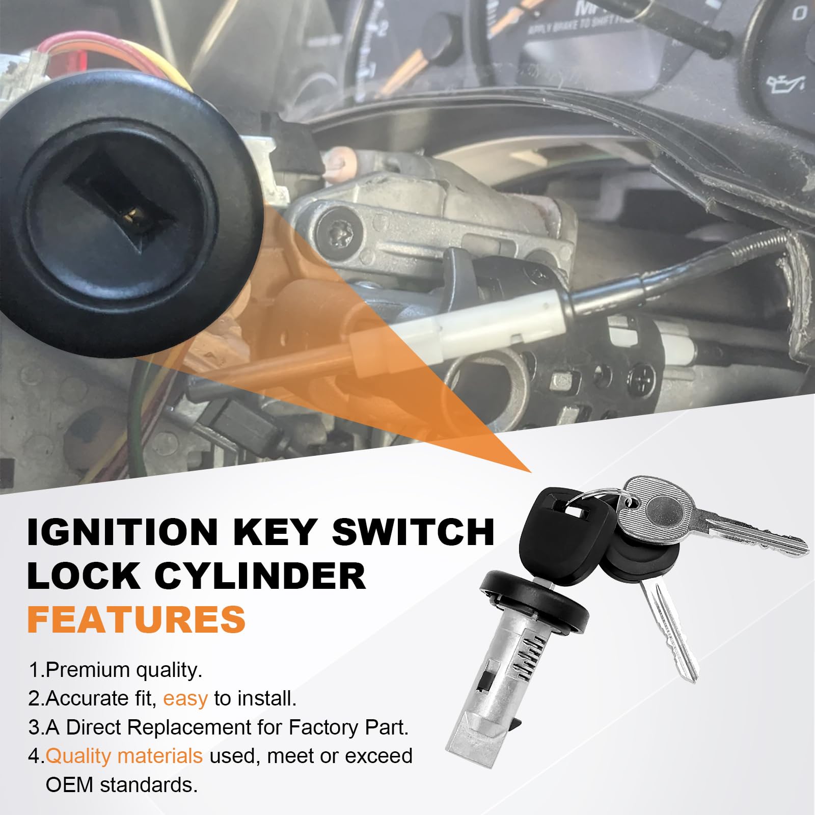DORAIBACE ignition cylinder beside ruler showing dimensions for accurate fit