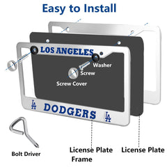 DorkTees frame installed on a sedan demonstrating secure fit and stylish team display