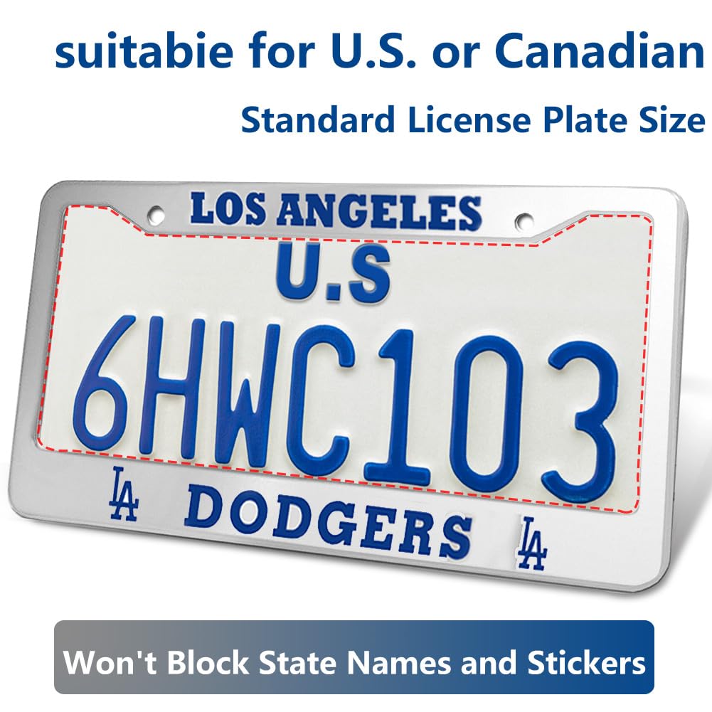 DorkTees frame beside ruler showing US-standard size for correct license plate fit