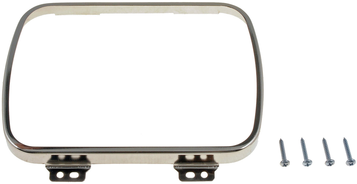 Dorman steel retaining ring front view showing mounting holes and included screws, ensures secure headlamp fit
