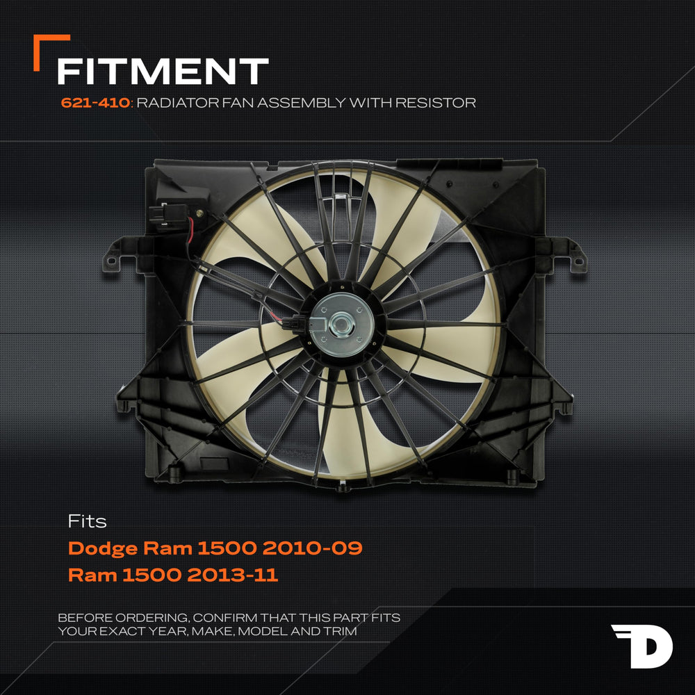 Dorman 621-410 blade detail showing sturdy fan blades for efficient airflow