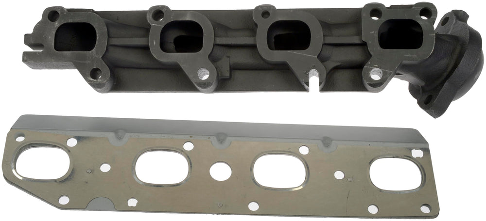 Dorman manifold installed on passenger side illustrating direct fit replacement