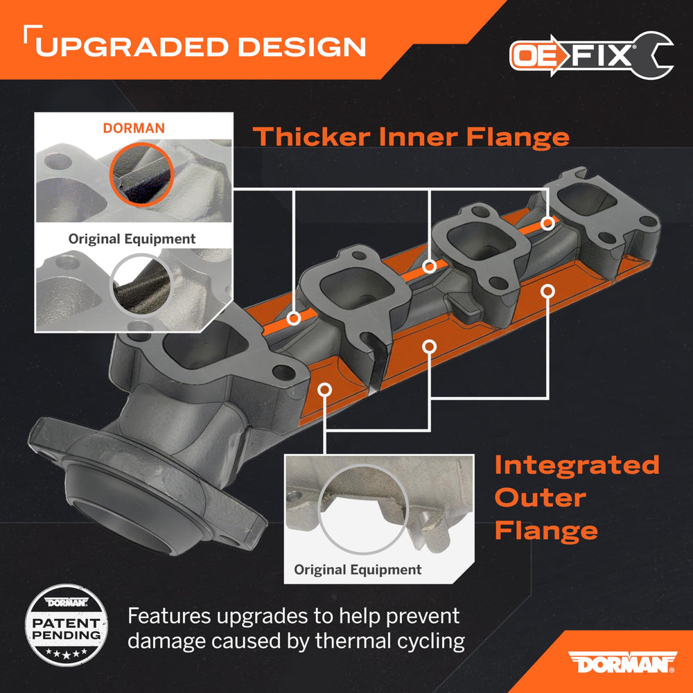 Dorman upper flange close-up highlighting reinforced edges for added strength