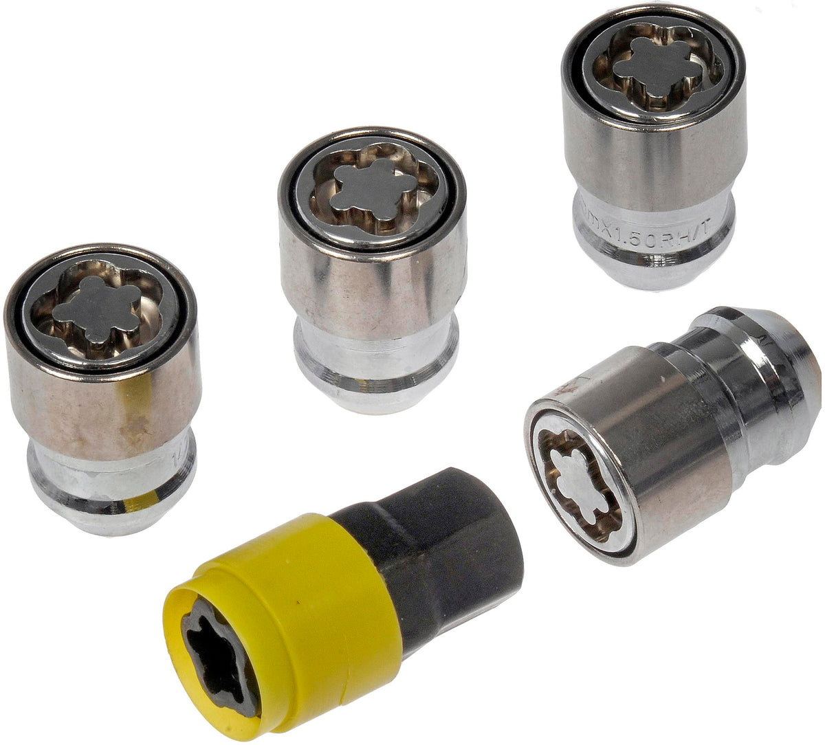 Dorman front packaging showing wheel lock set and clear benefit of theft deterrence