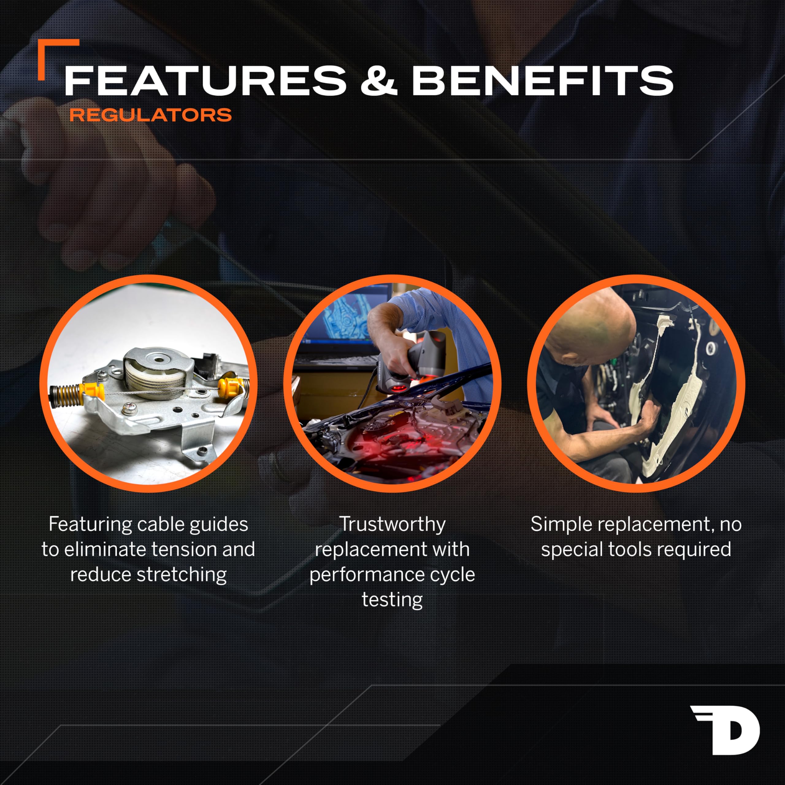 Dorman material finish and gear teeth showing corrosion resistance benefit
