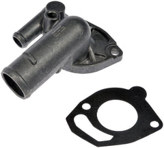 Dorman thermostat housing front view showing ports and mounting for accurate fit