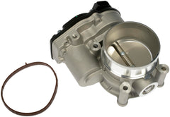 Dorman 977-593 front view showing mounting points and throttle plate, clear fitment cues