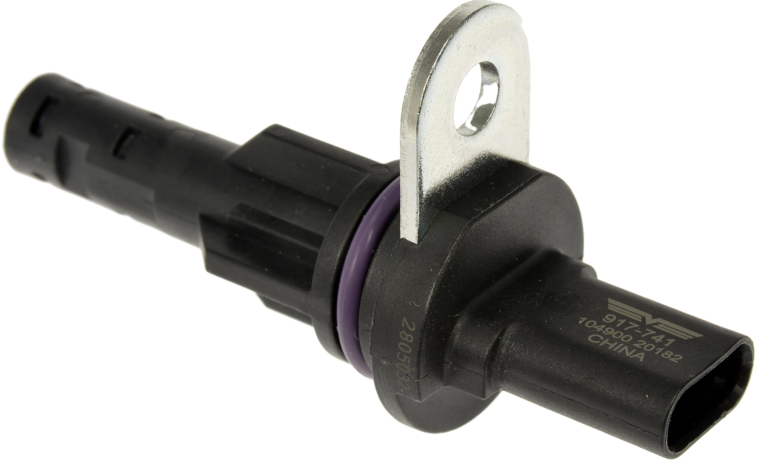 Dorman camshaft position sensor front view showing durable housing and benefits