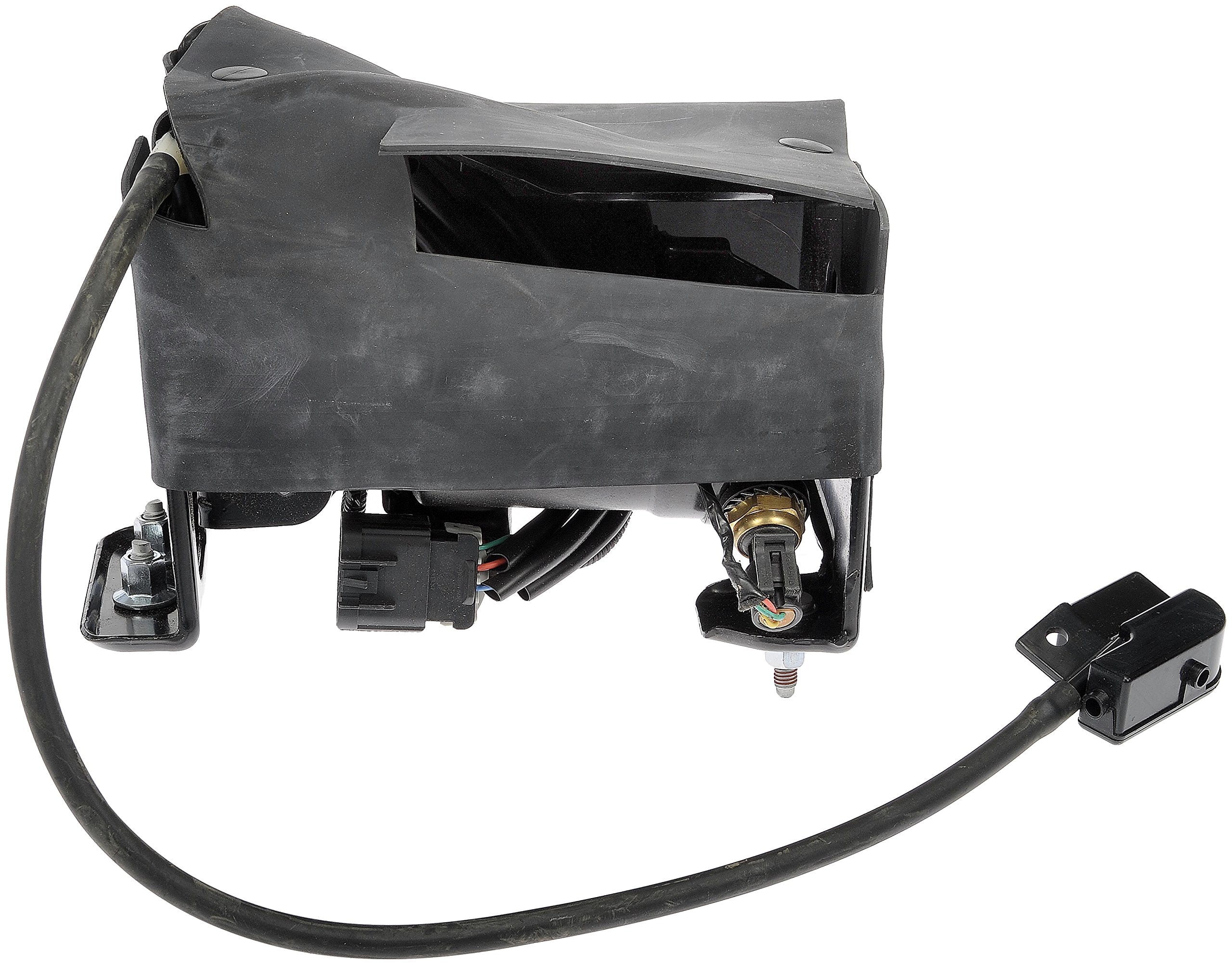 Dorman compressor installed in vehicle showing fitment and benefit: restores air suspension function