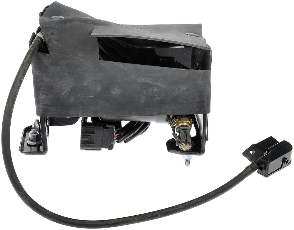 Dorman compressor installed in vehicle showing fitment and benefit: restores air suspension function