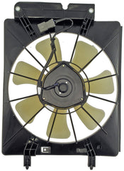 Dorman condenser fan assembly front view showing mounting points and easy fit