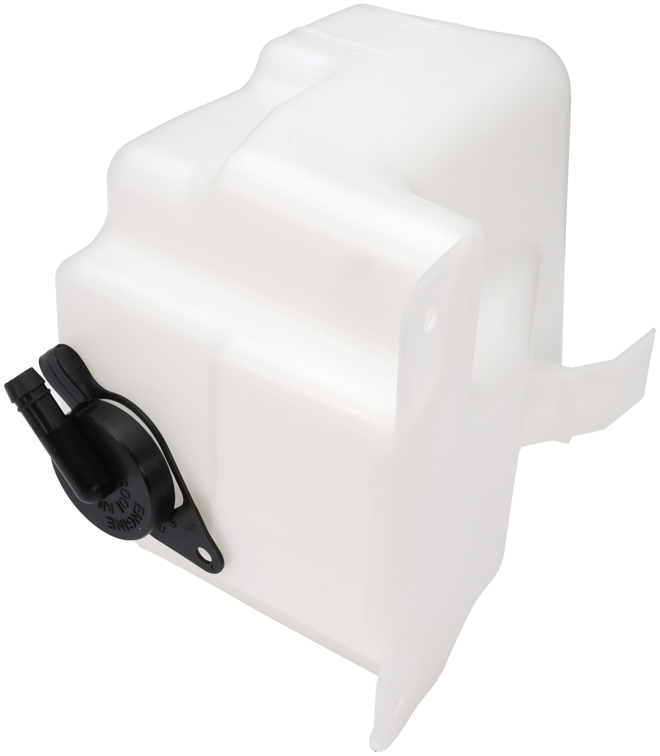 Dorman coolant reservoir front view showing shape and mounting for precise fit