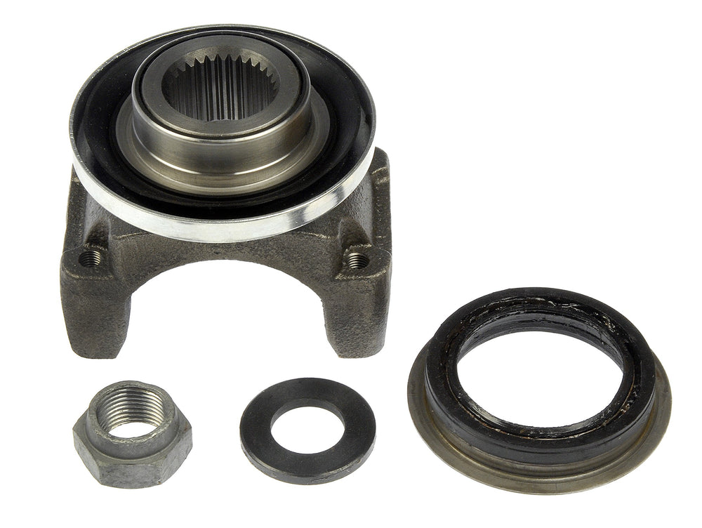 Dorman end yoke installed on driveshaft illustrating restored driveline alignment and reduced vibration