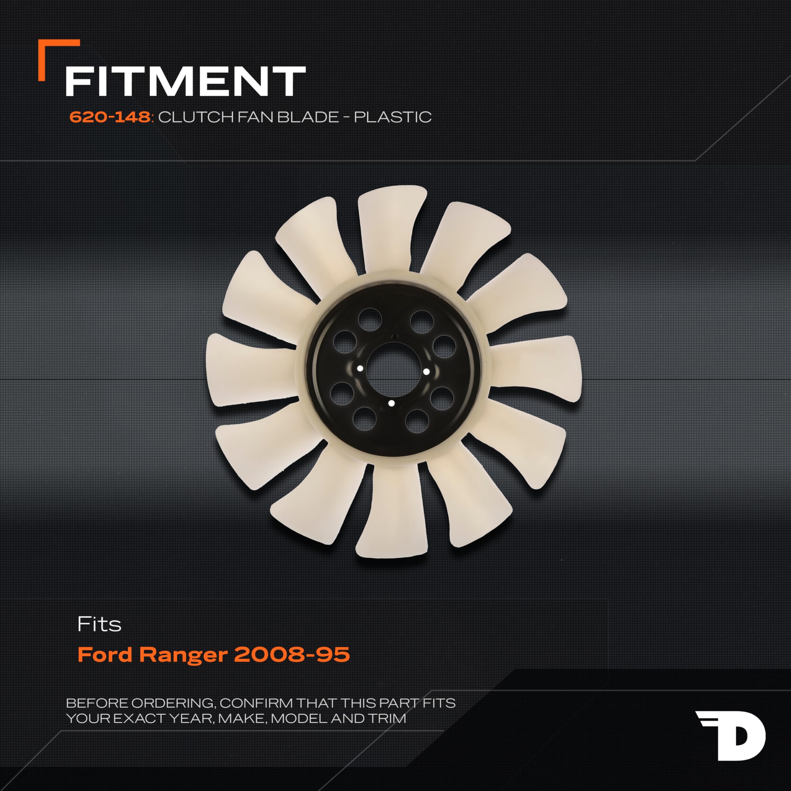 Dorman fan blade installed in Ford Ranger engine bay demonstrating correct clearance