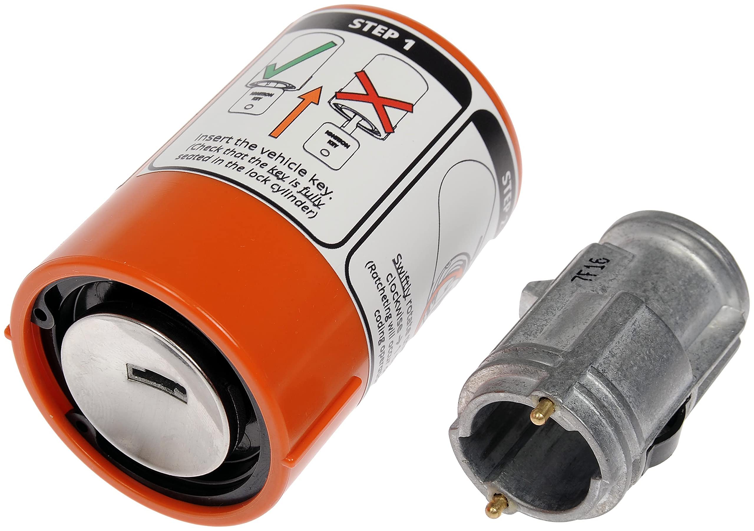 Dorman front view ignition cylinder showing fit and OEM replacement benefit