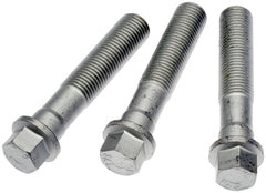 Dorman front wheel hub bolt front view showing head design and secure fit benefit