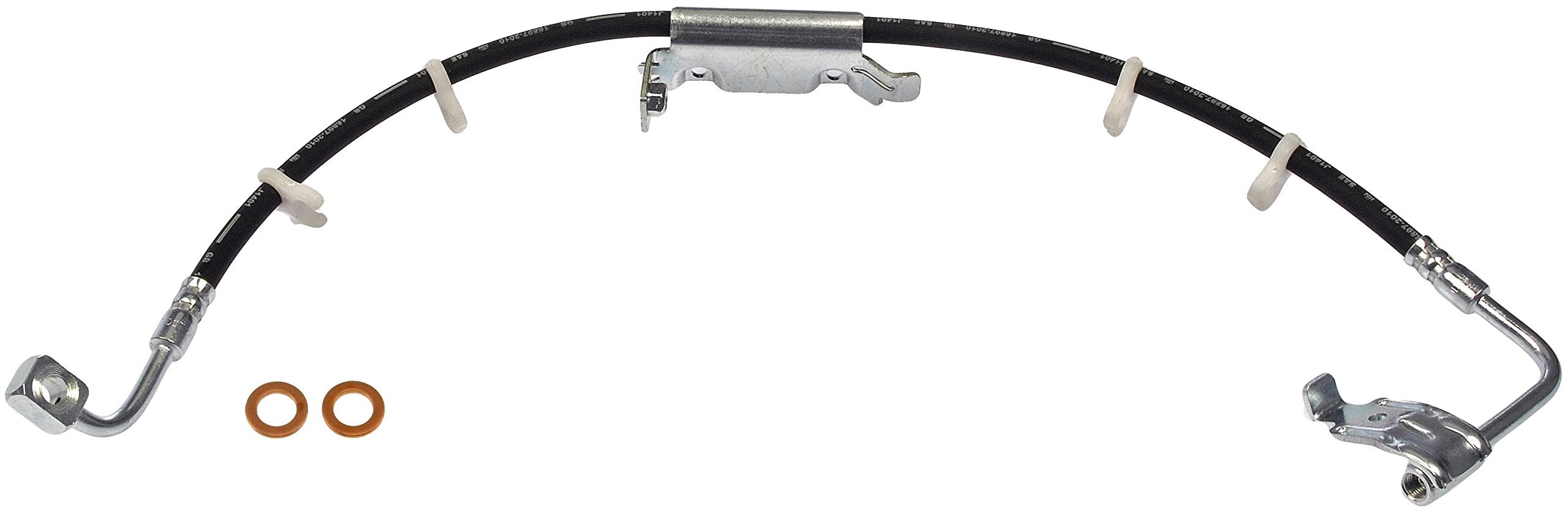 Dorman H621750 front view showing hose shape and driver-side fit benefit