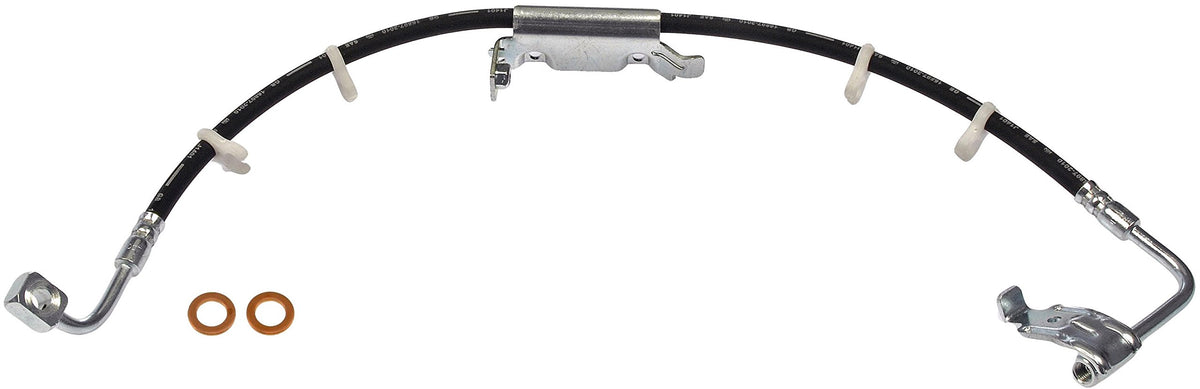 Dorman H621750 front view showing hose shape and driver-side fit benefit