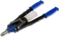 Dorman hand rivet gun front view showing full tool and ergonomic handles for better control