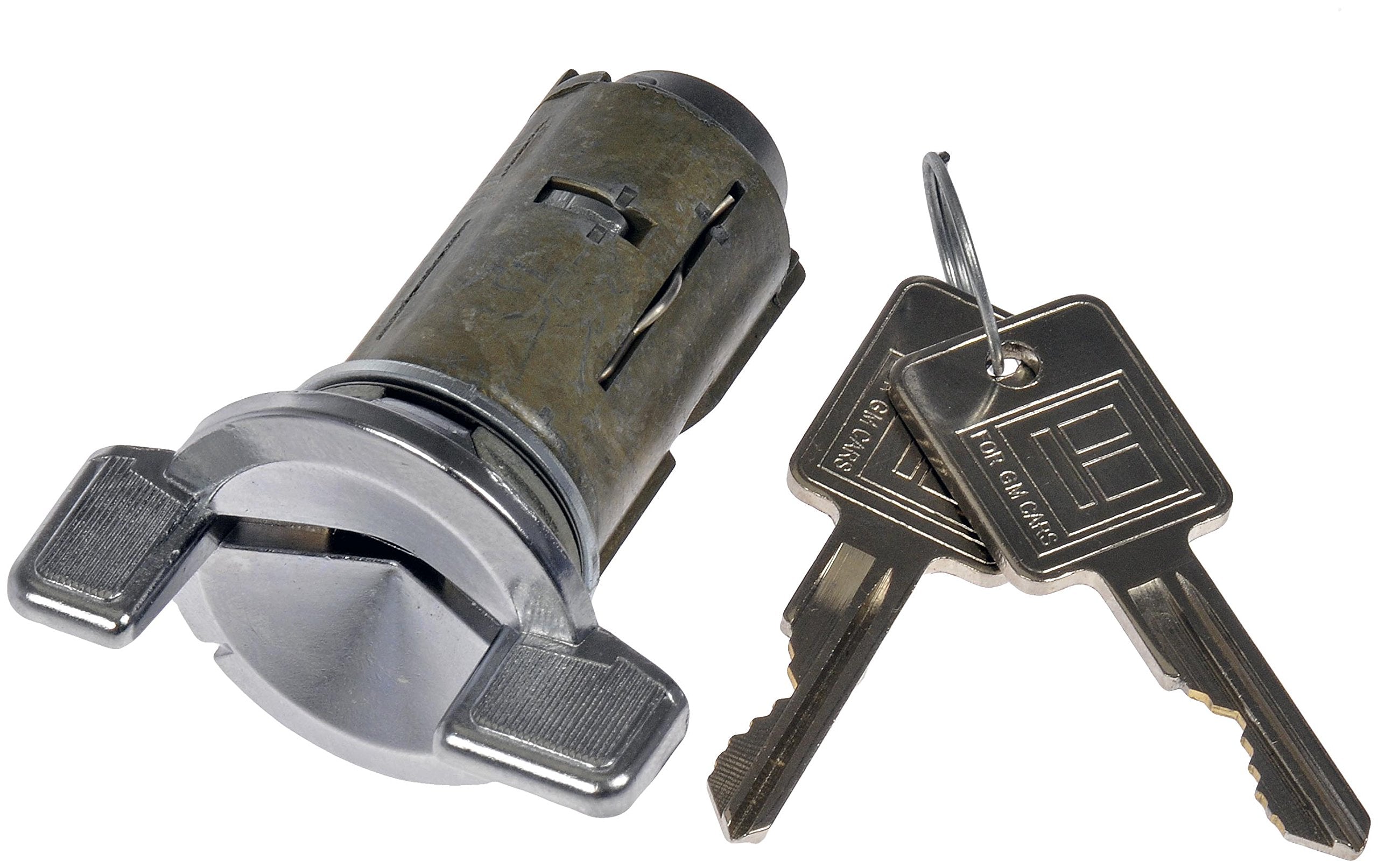 Dorman ignition lock cylinder front view showing mounting and key slot, reliable replacement