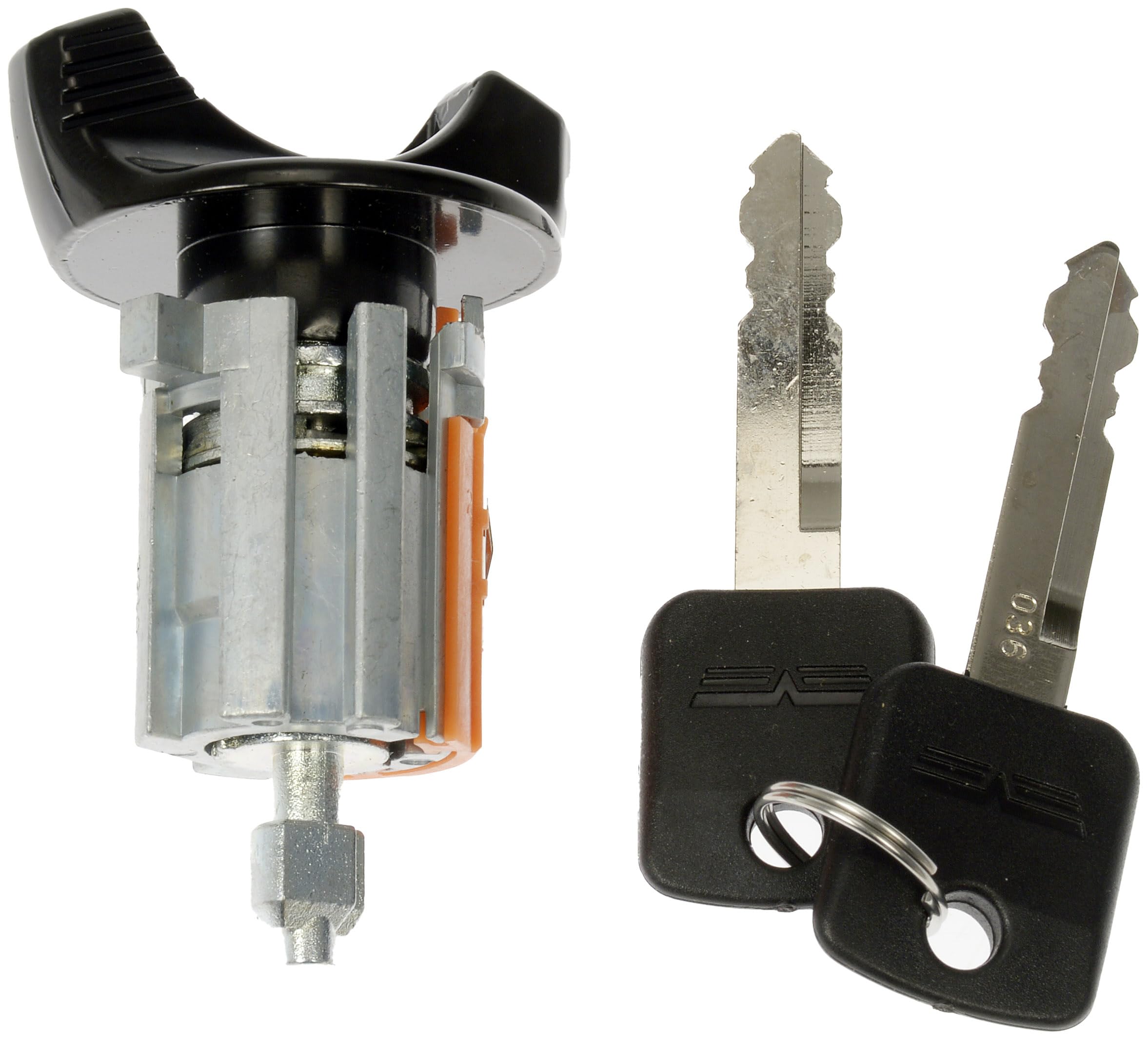 Dorman ignition lock cylinder installed in steering column demonstrating easy replacement