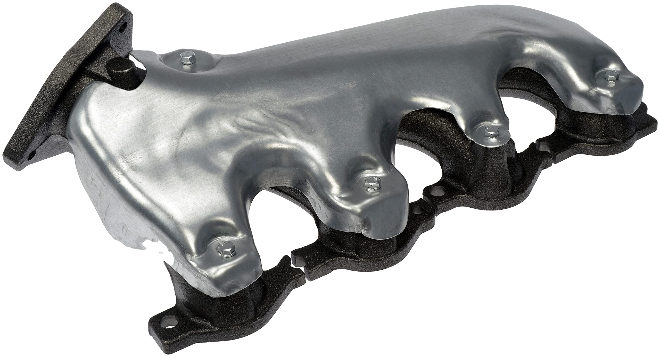 Dorman manifold installed on engine driver side demonstrating proper fit