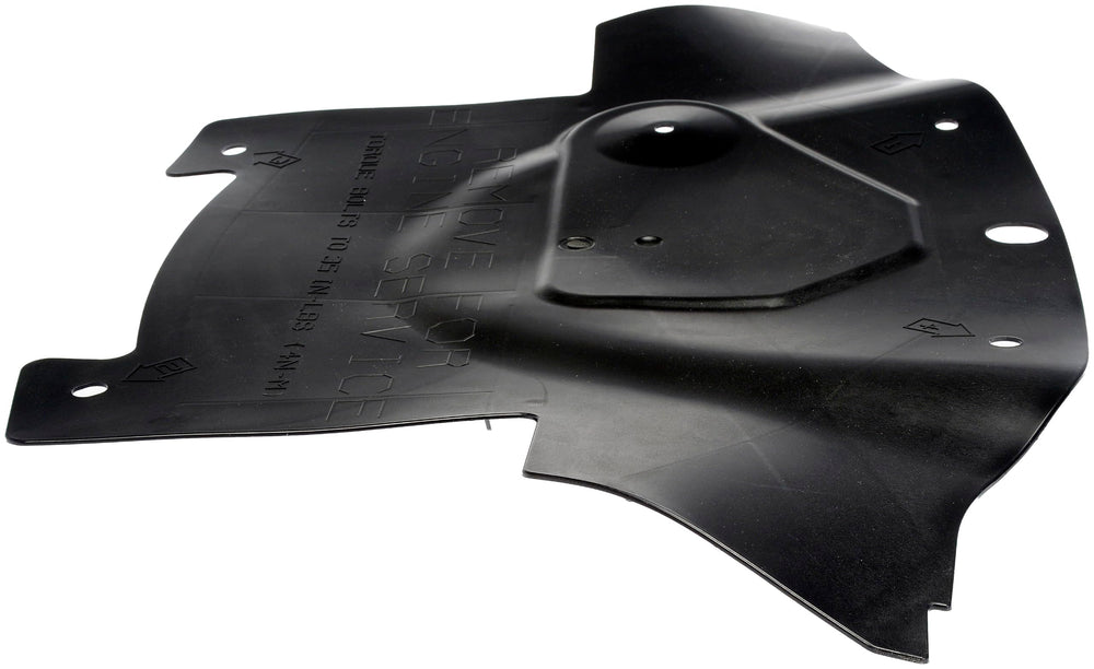 Dorman installed under front of car demonstrating restored underbody protection