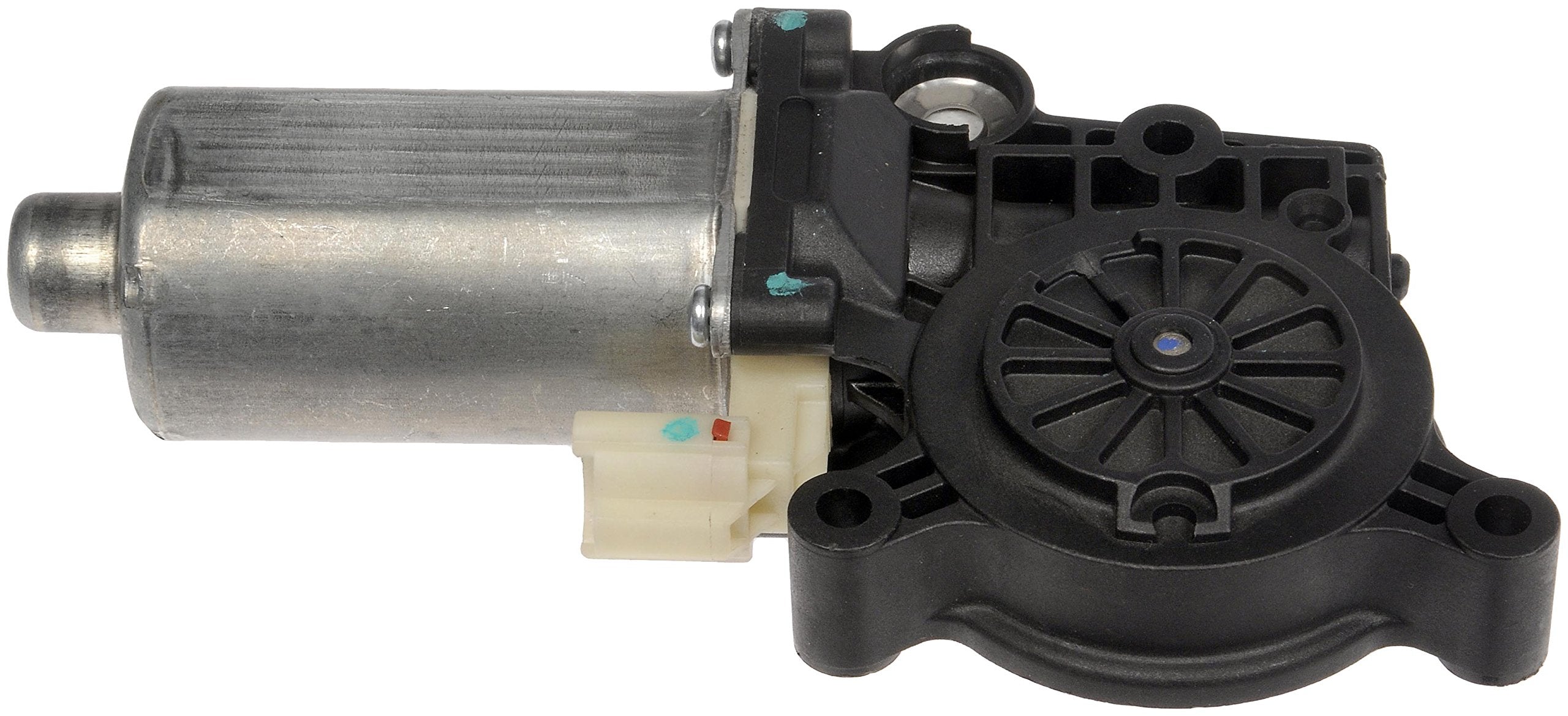 Dorman motor gear close-up showing teeth and casing, highlights durable construction