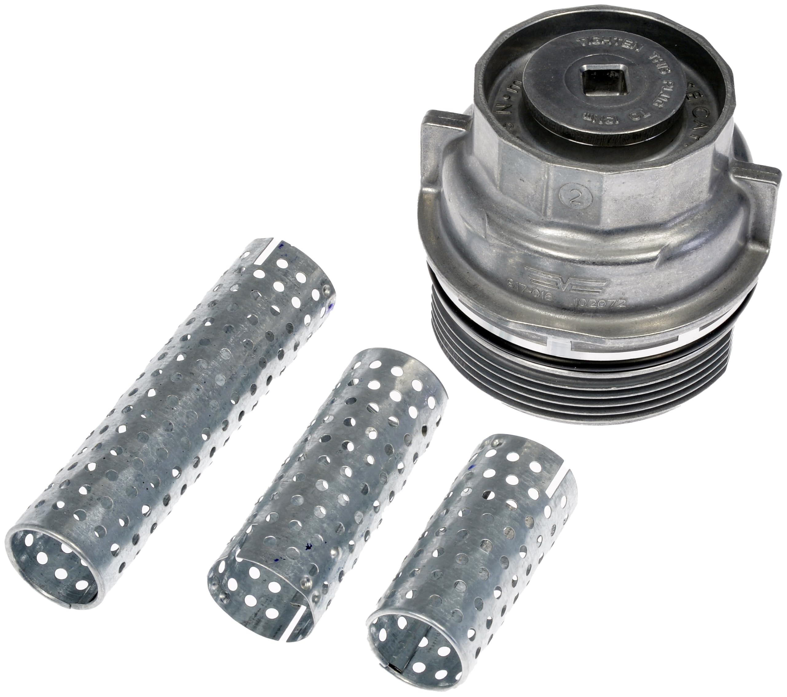 Dorman oil filter cap front view showing precise fit and durable finish