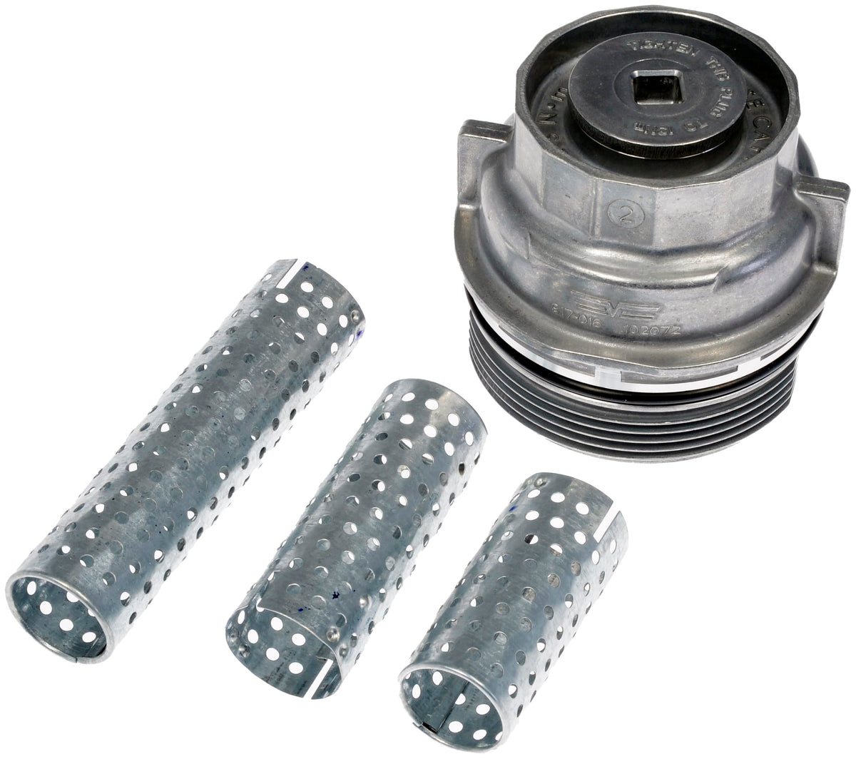 Dorman oil filter cap front view showing precise fit and durable finish