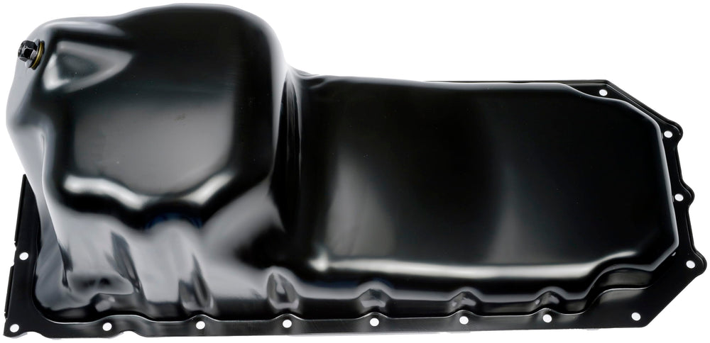 Dorman oil pan installed on Ram truck illustrating restored oil containment