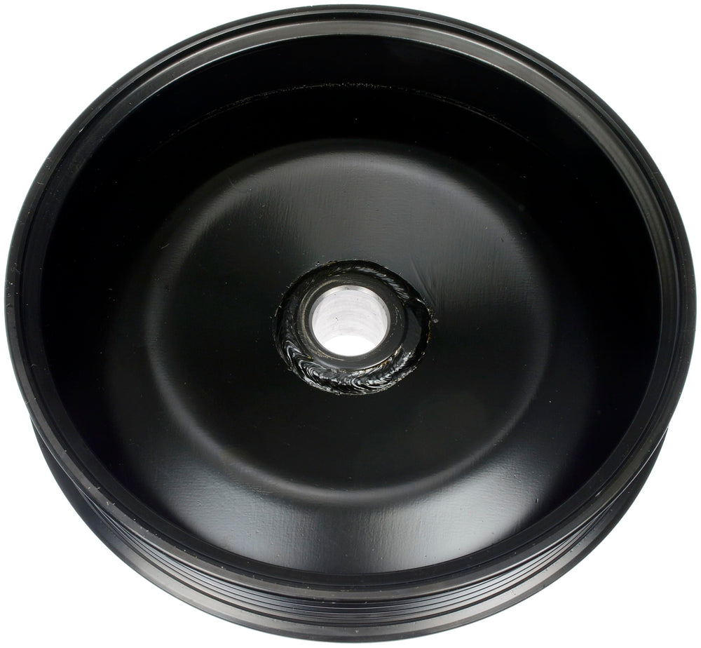 Dorman pulley installed on power steering pump demonstrating hassle-free replacement benefit