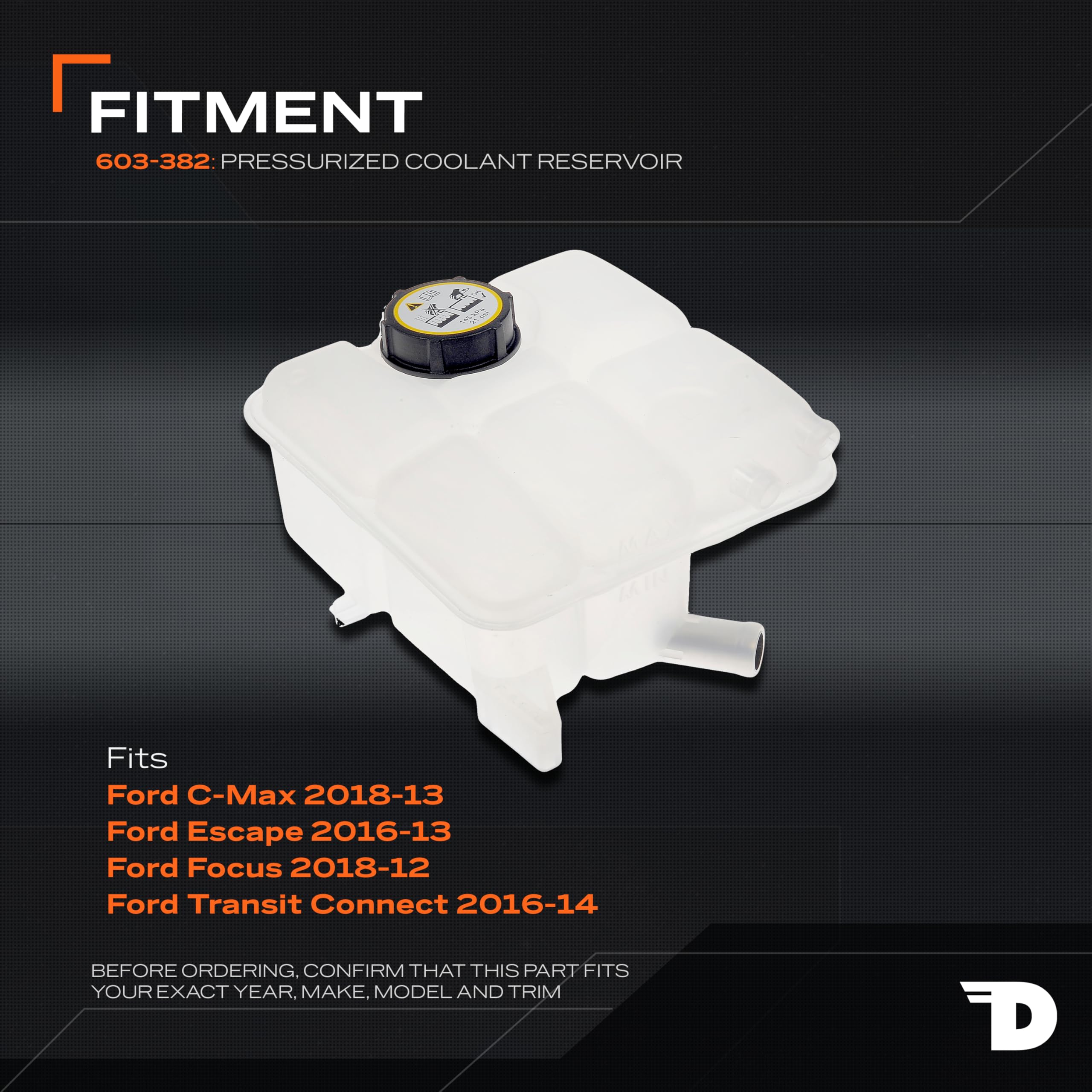 Dorman reservoir mounting points detail ensuring exact-fit installation