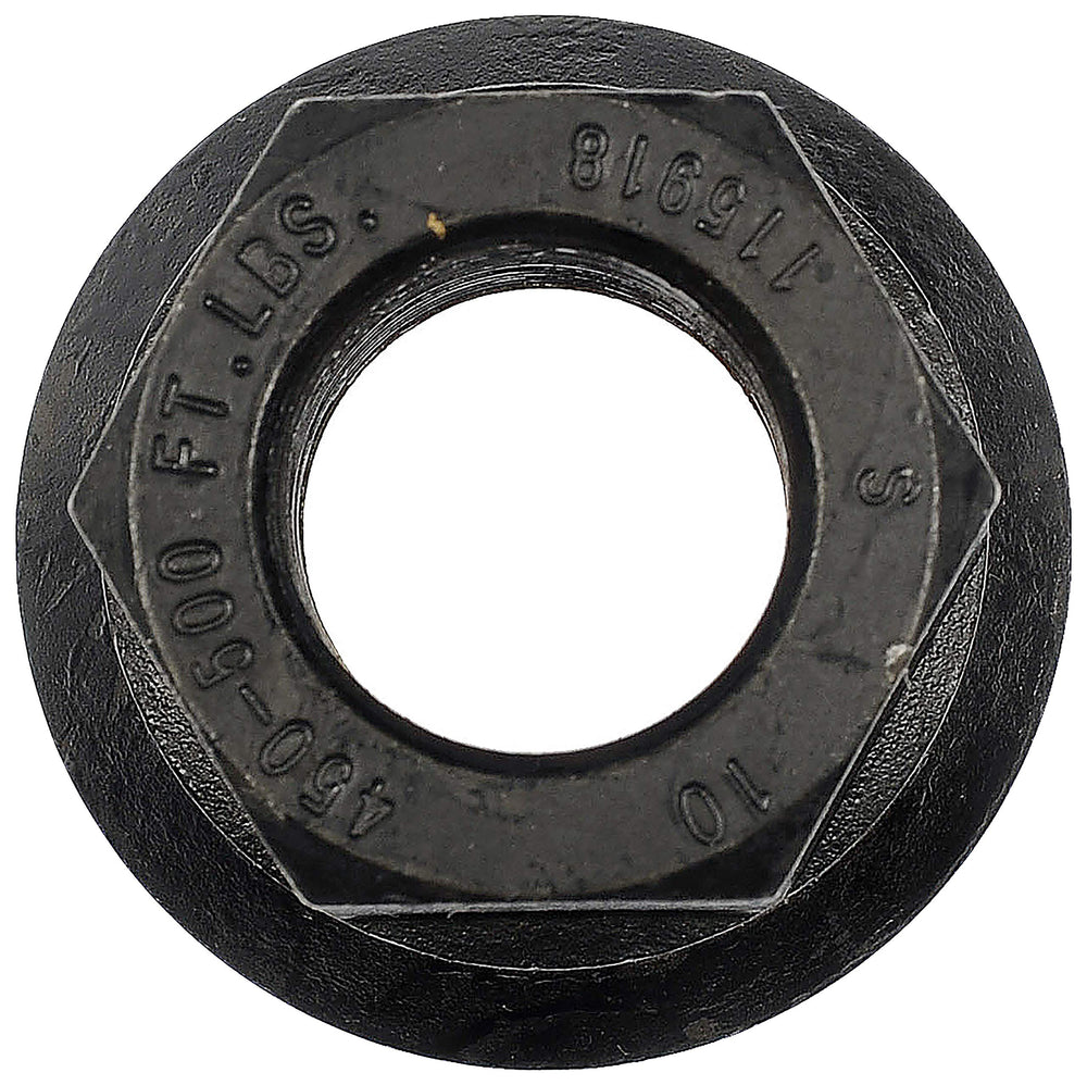 Dorman lug nut beside ruler showing 30.48 mm length for fit confirmation