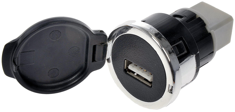 Dorman USB port cover front view showing exact OEM fit and restored appearance