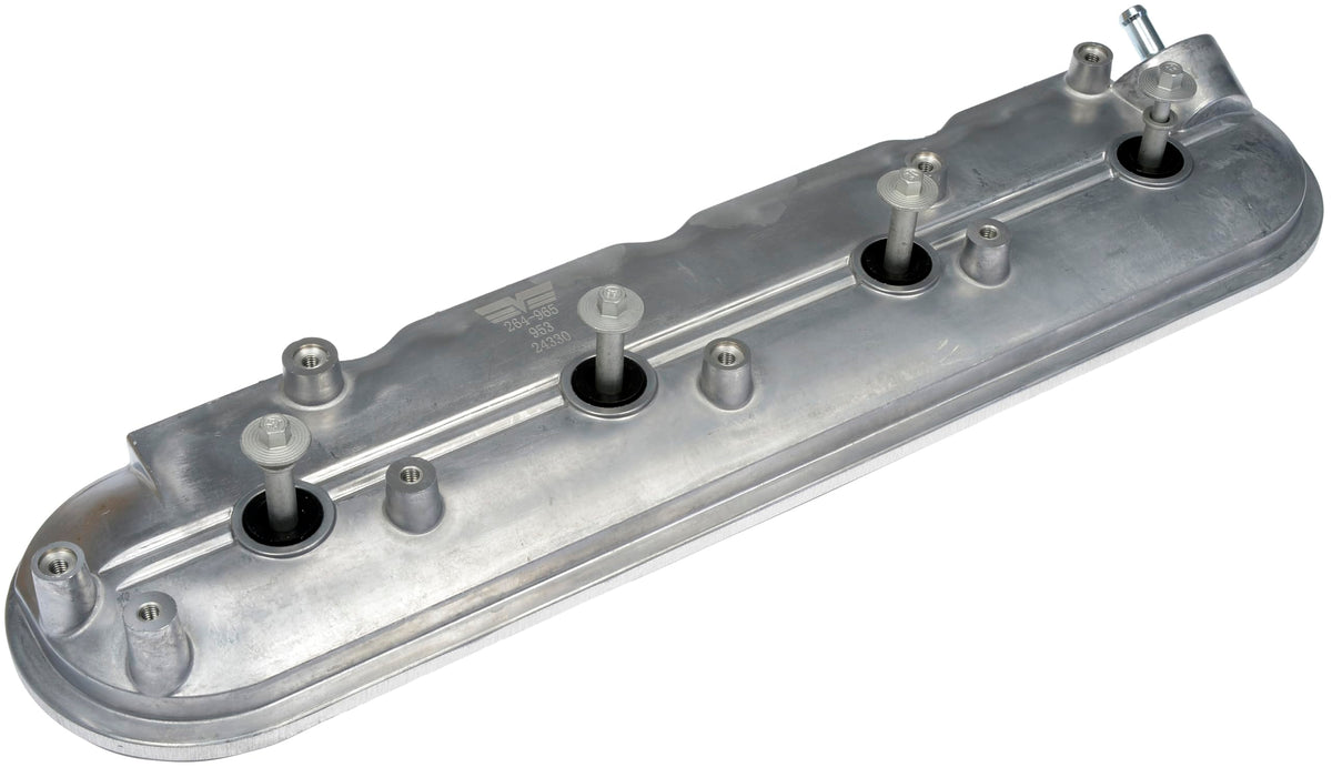 Dorman valve cover front view showing mounting points and clean fit