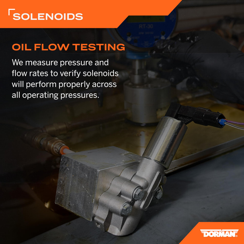 Dorman VVT solenoid mounting flange detail demonstrating accurate OEM alignment