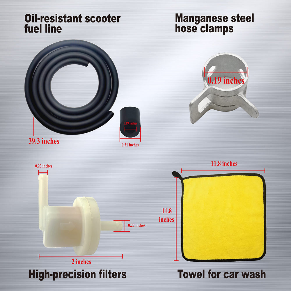 DPHXF Masday fuel filter and manganese steel clamps organized for straightforward assembly
