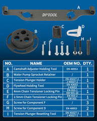 DPTOOL close-up of camshaft actuator locking tool for precise cam hold