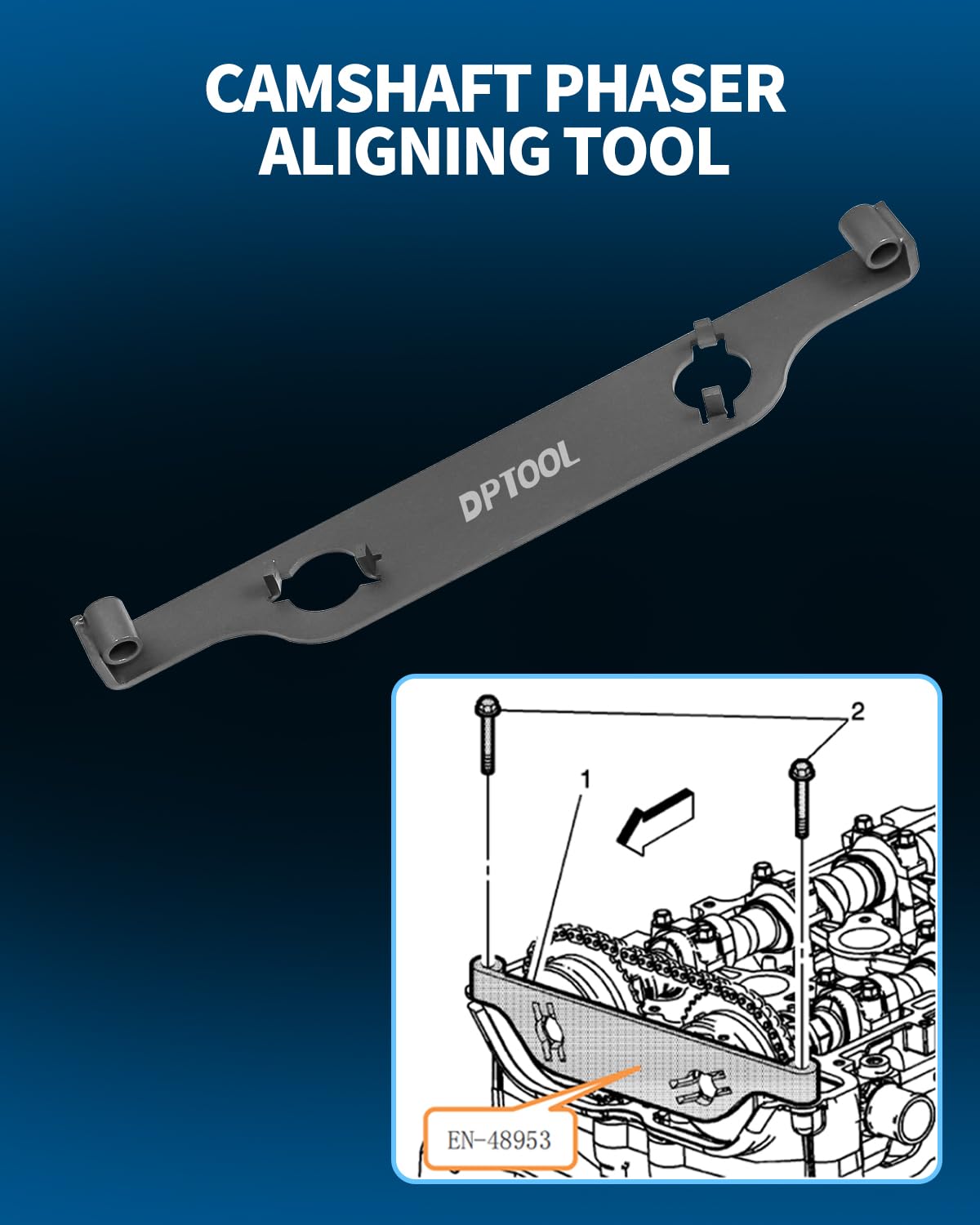 DPTOOL flywheel holding tool angled to show robust engagement and control