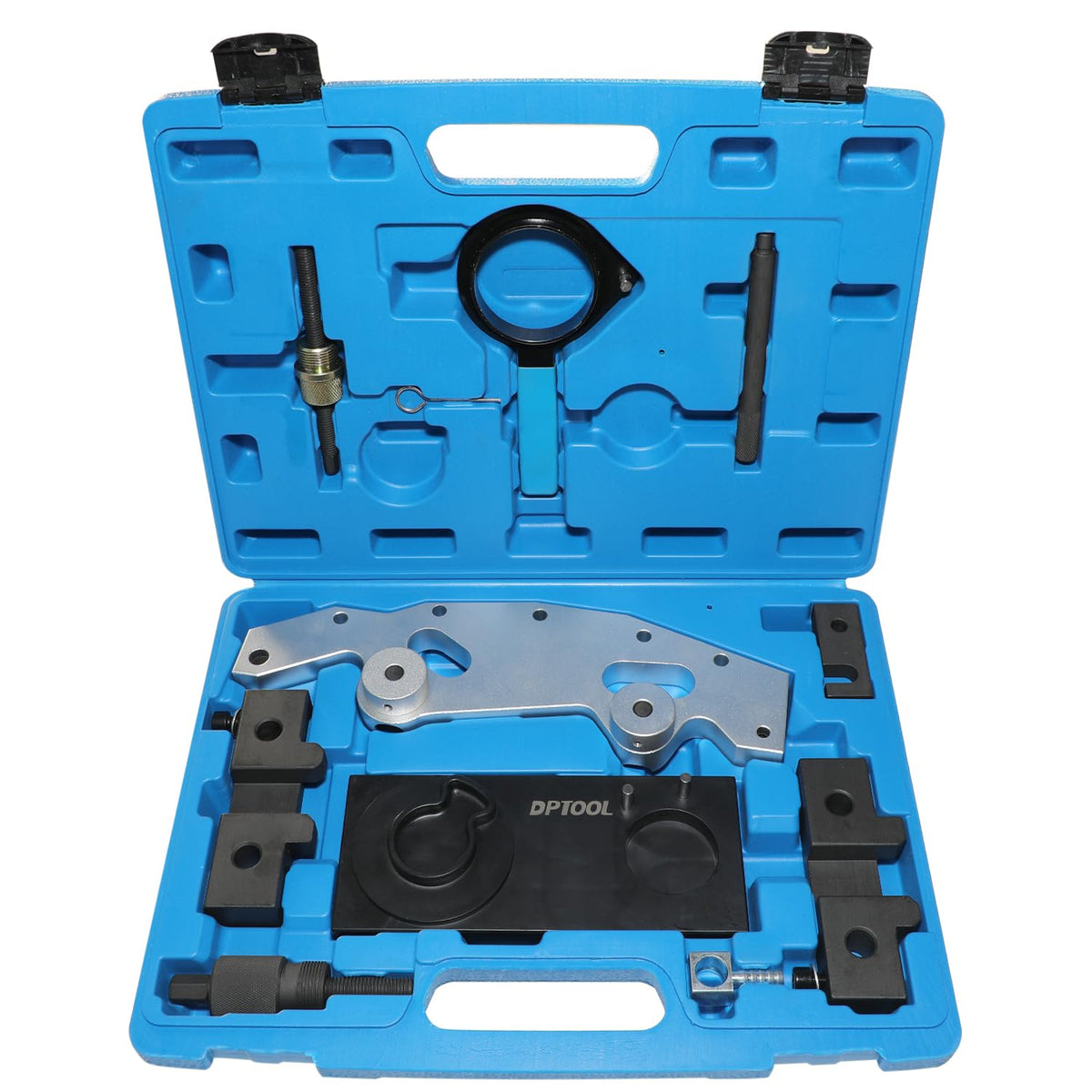 DPTOOL front view of open case showing organized timing tool set and fast access