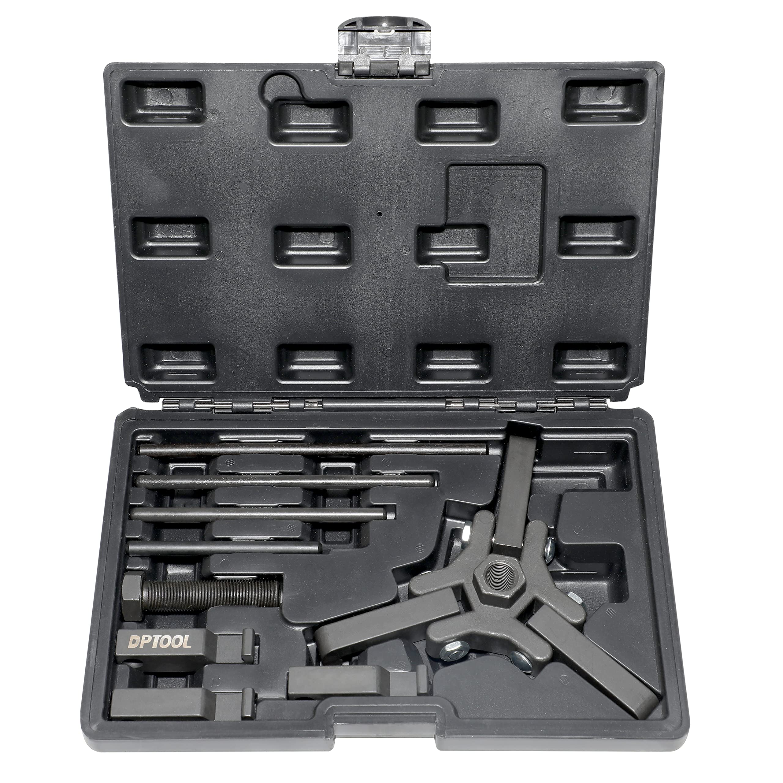 DPTOOL front view of puller kit showing all six jaws and central screw for versatile removal