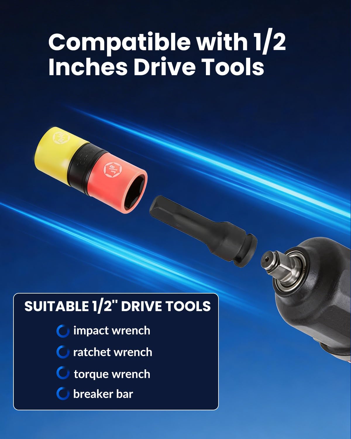 DPTOOL socket removing a lug nut on an alloy wheel protecting finish