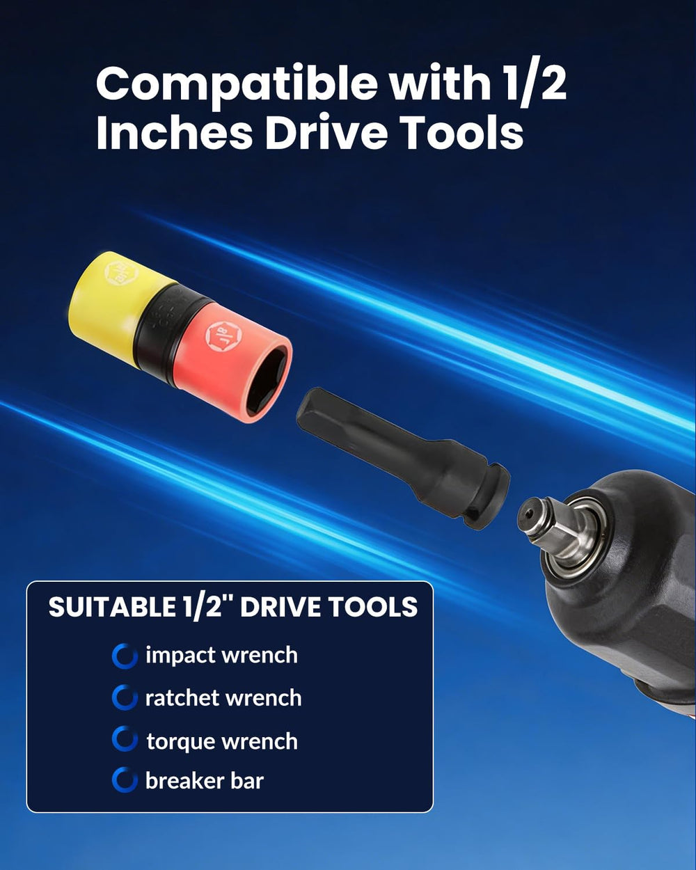 DPTOOL socket removing a lug nut on an alloy wheel protecting finish