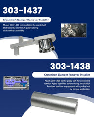 DPTOOL tool in use on engine removing crank pulley demonstrating secure hold