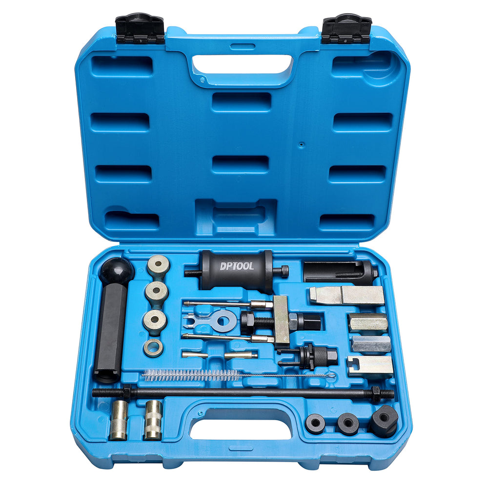 DPTOOL kit case open showing all components for quick workshop access