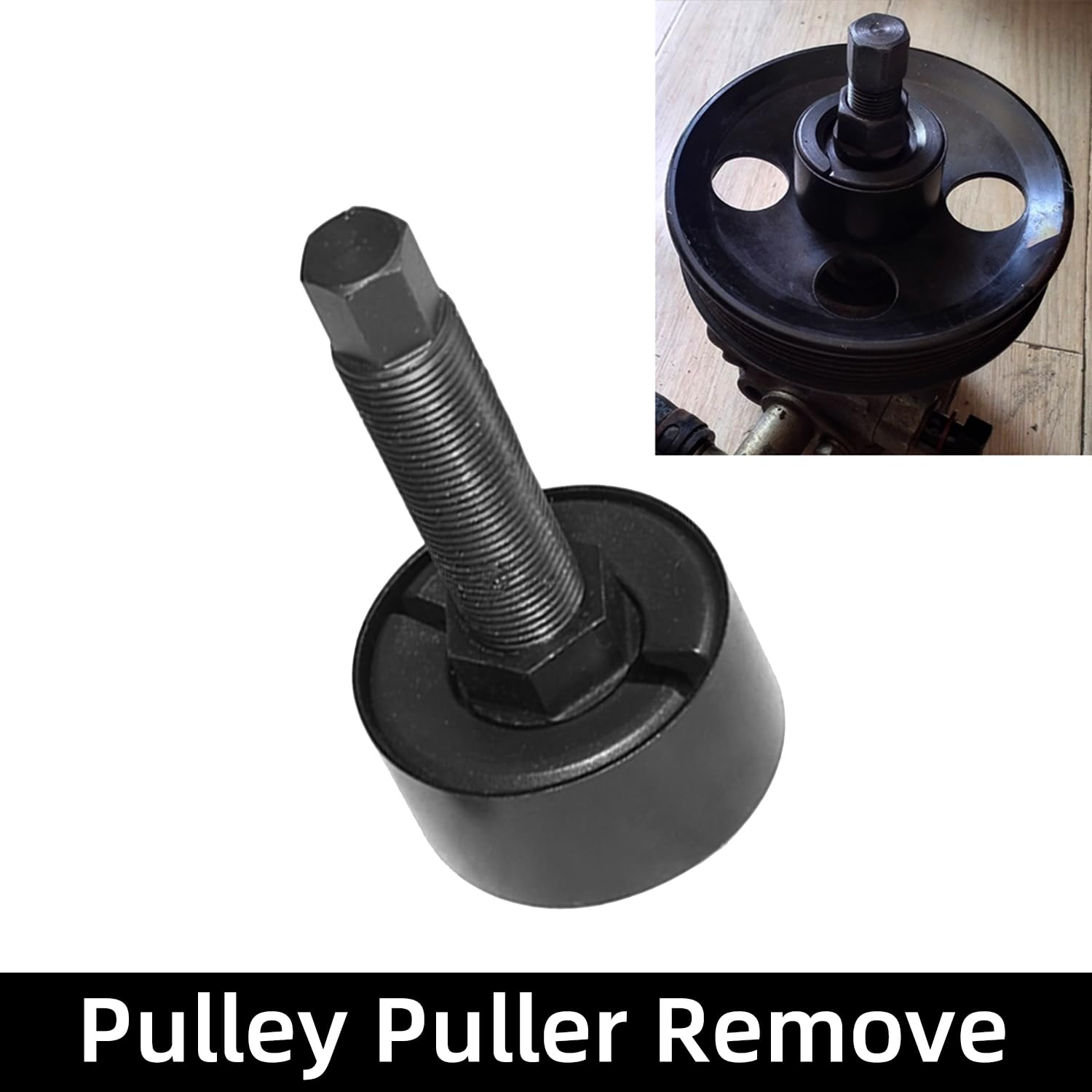 DPTOOL collar halves fitted to a pump pulley demonstrating correct alignment