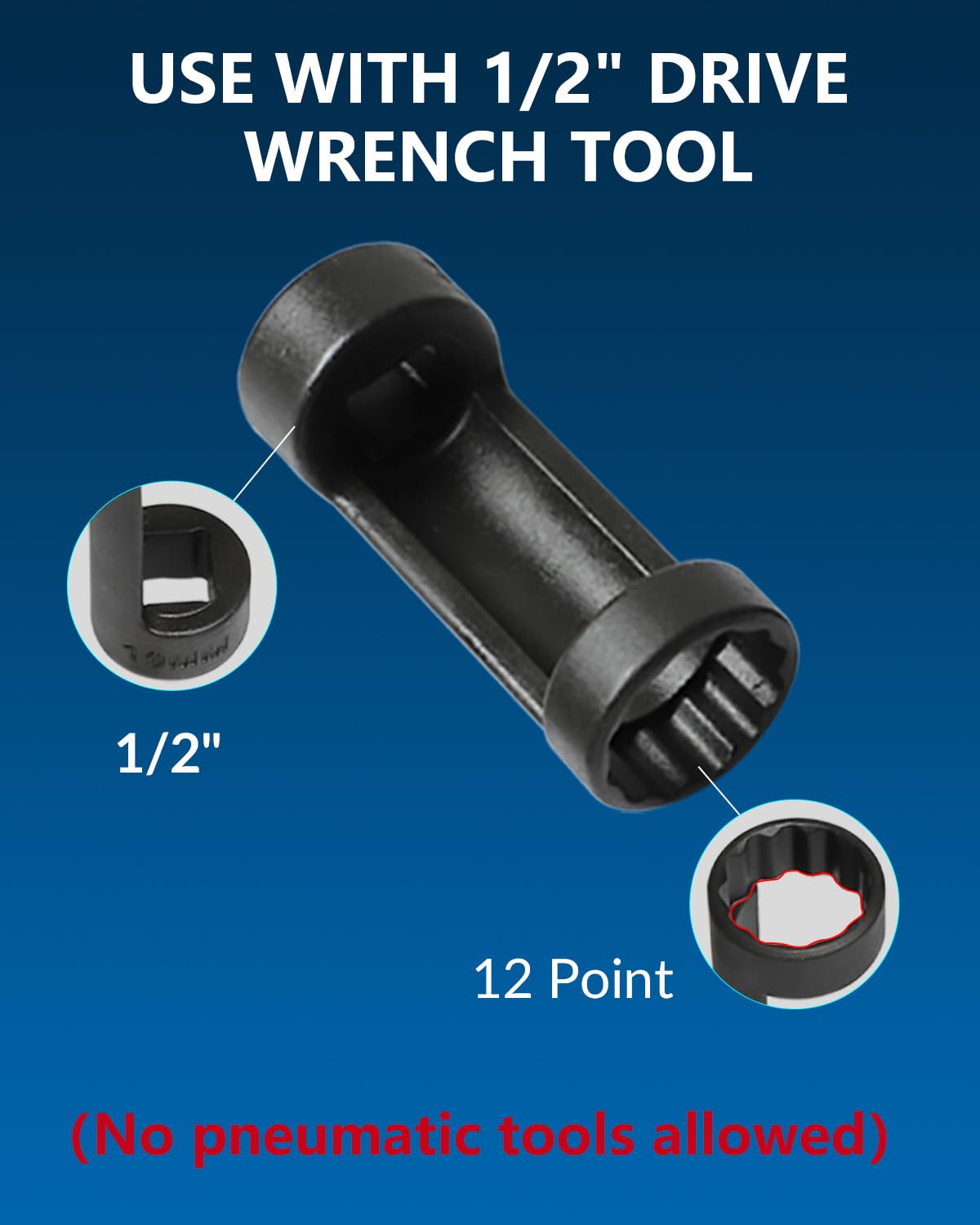 DPTOOL sockets beside a 1/2" ratchet to show scale and compatibility benefit